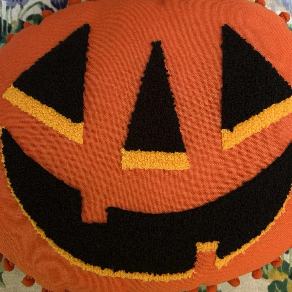 Vintage Halloween Inspired Jack O Lantern Pumpkin Throw Pillow Cottagecore Farm